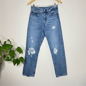 Levi's Straight Distressed High Waisted Jeans Size 27
